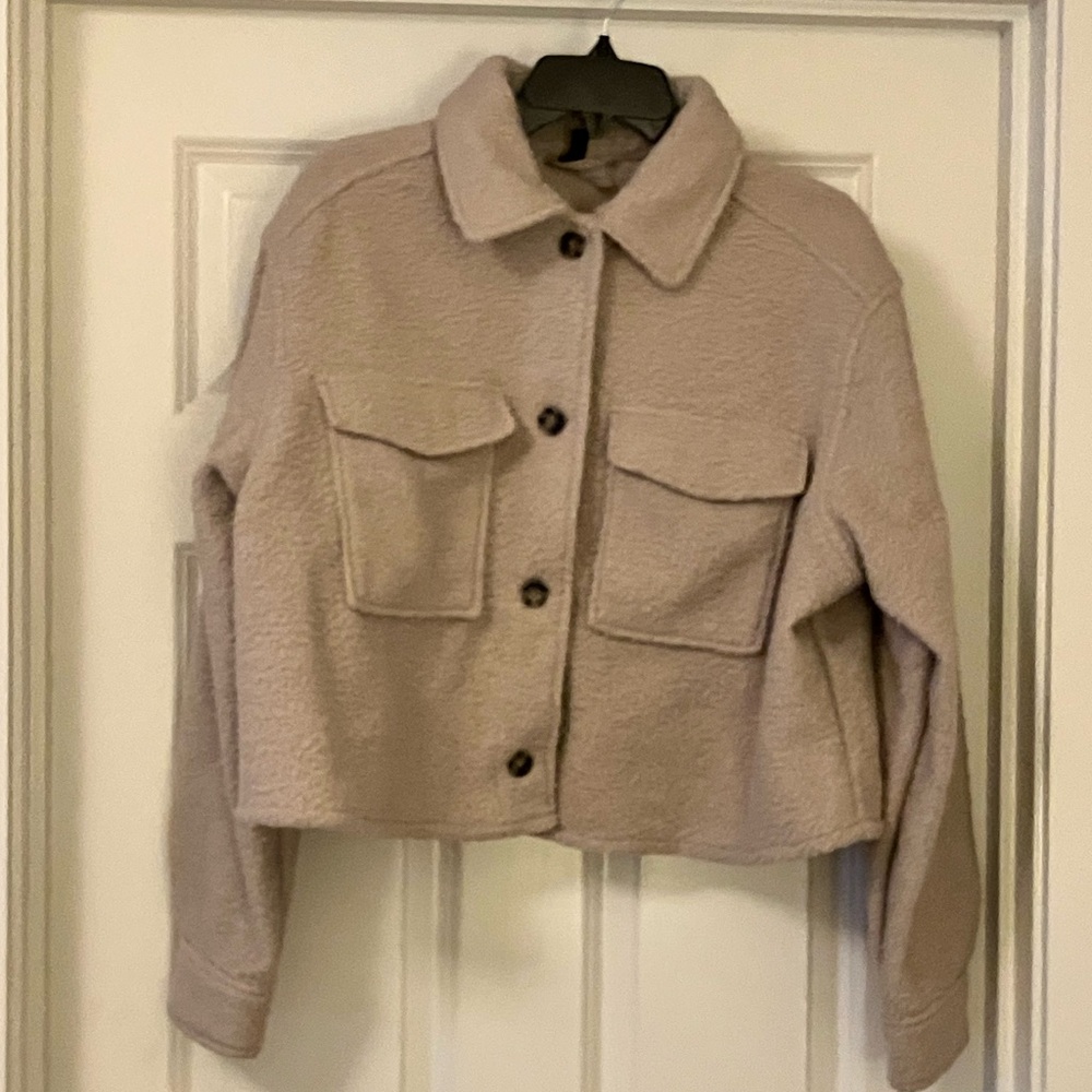 Cropped teddy jacket